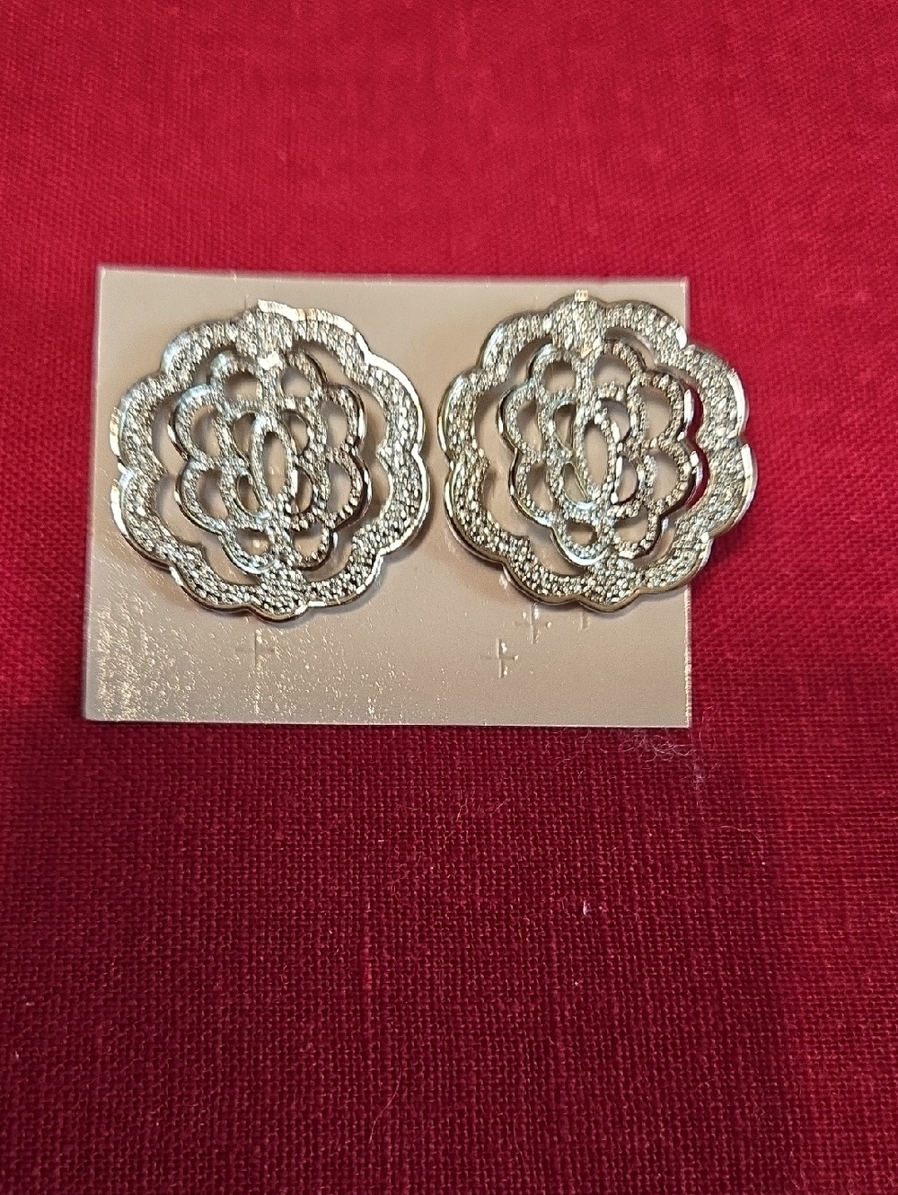 Avon 1991 Textures Dimensions Silver Filigree Stud Earrings - Women's Jewelry